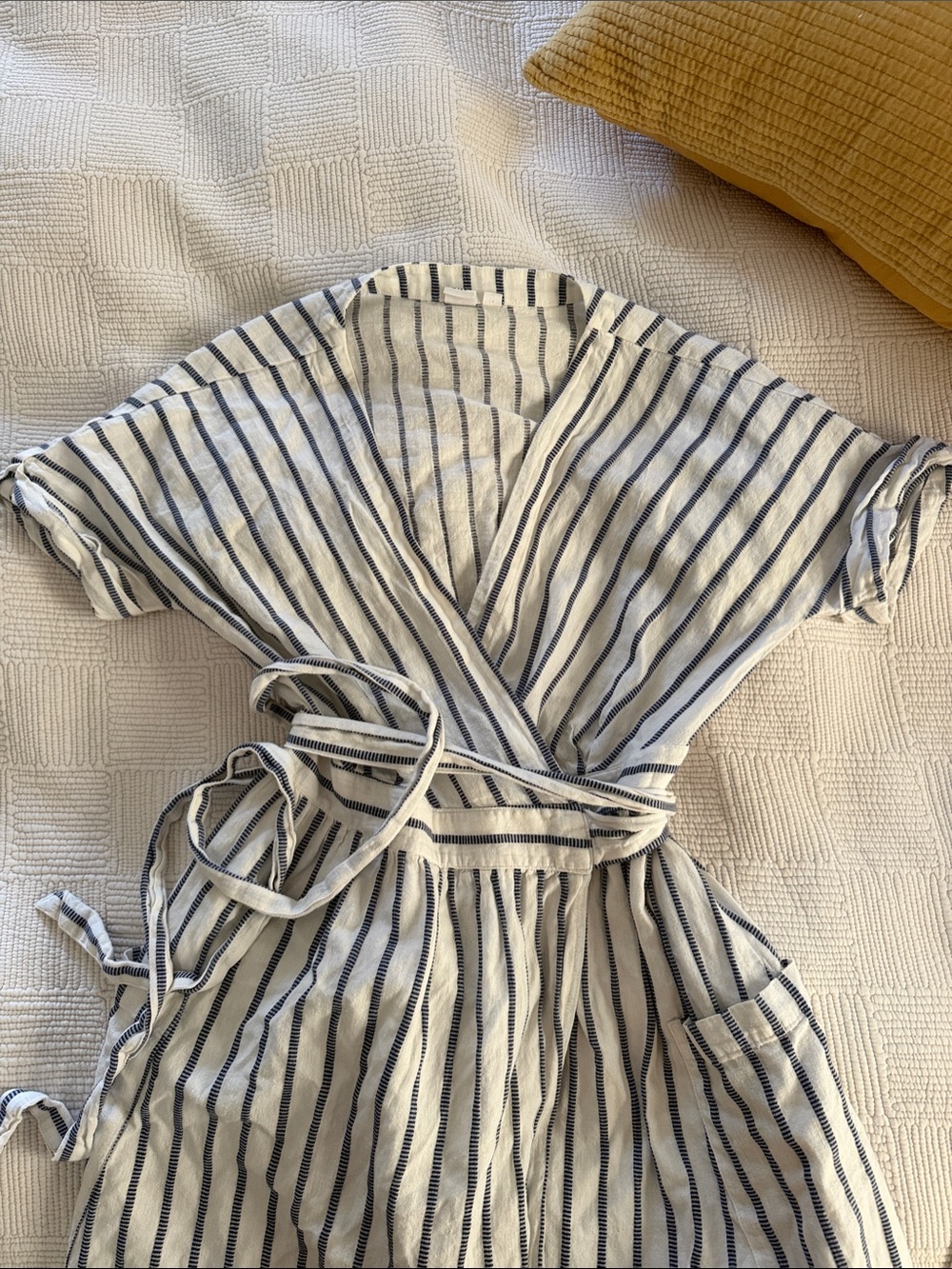GAP Striped Wrap Dress Top - Navy & White
